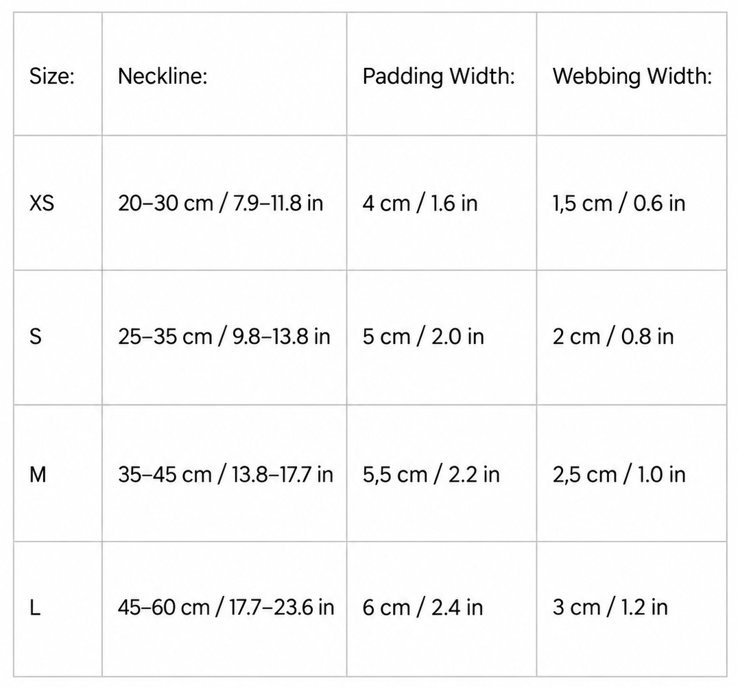 Soft Martingale Collar Size Chart